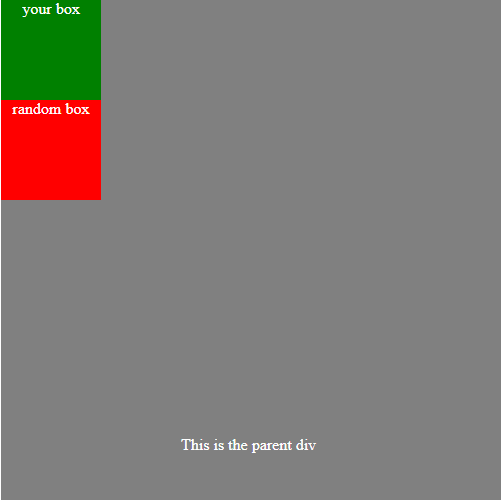 boxes demonstrating positions